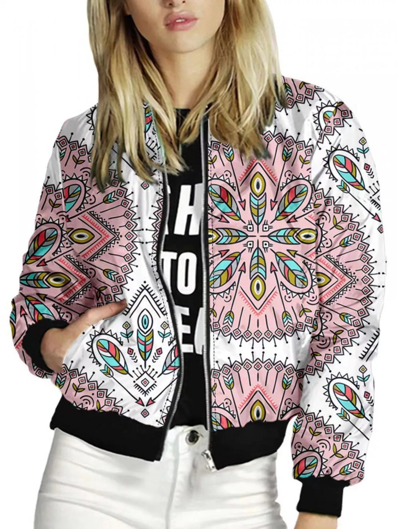 Zip Up Printed Jacket