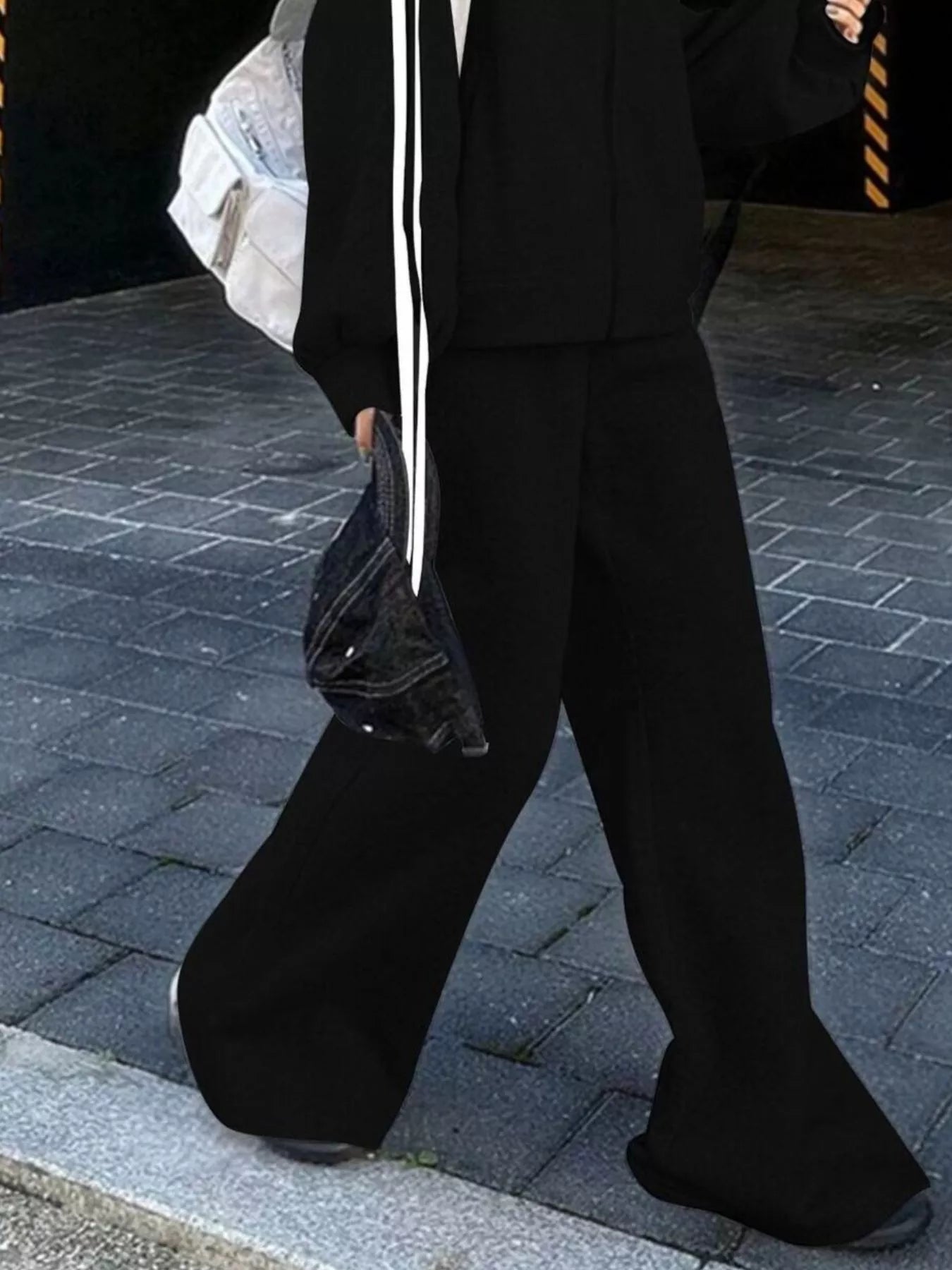 Side Striped Zip Up Hoodie and Pants Set