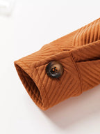 Textured Collared Drop Shoulder Buttoned Front Coat