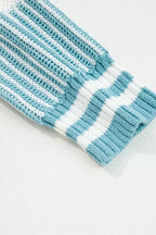 Two Tone Striped Patchwork Drop Shoulder Loose Sweater