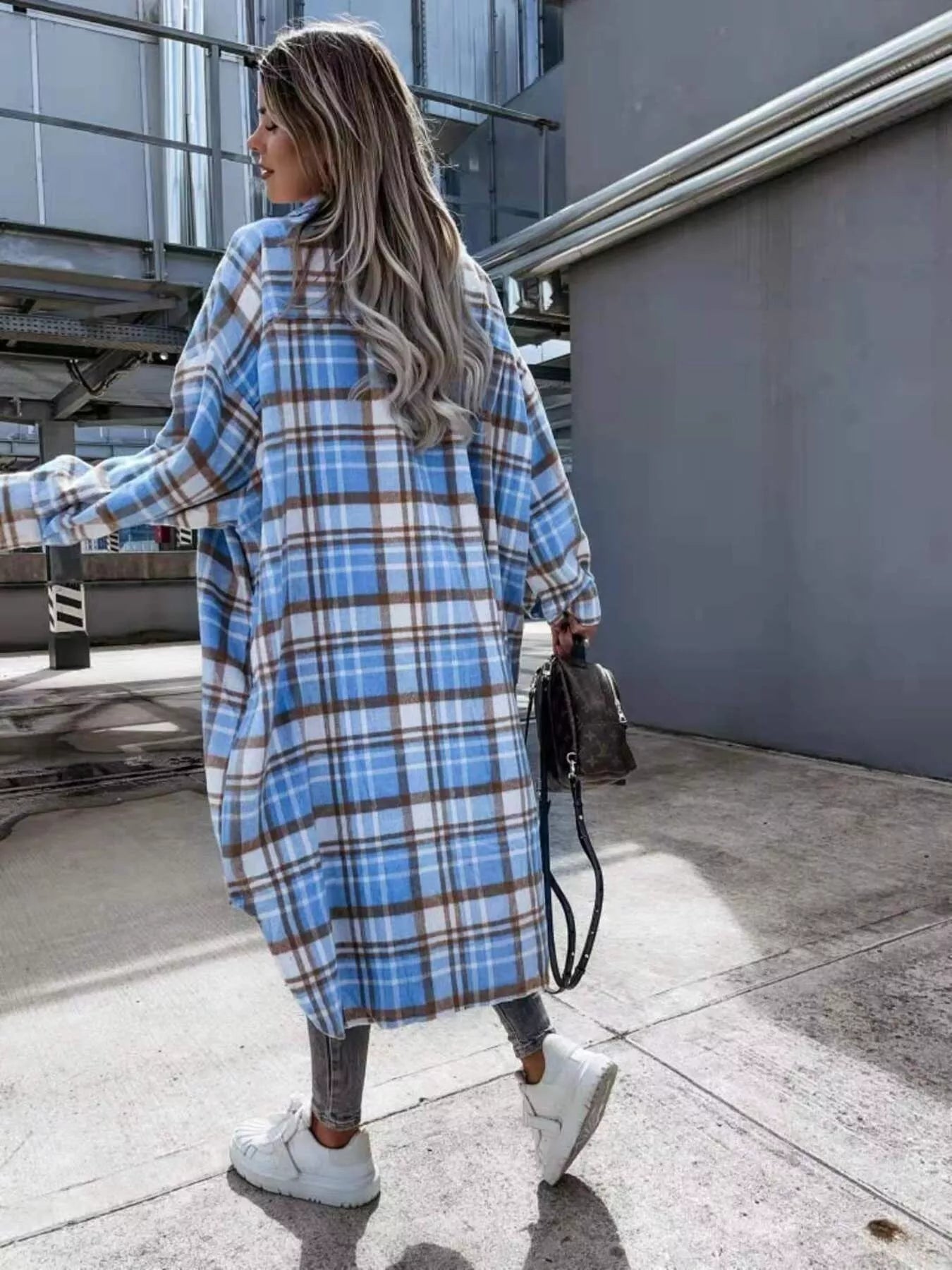 Plaid Button Up Longline Shacket