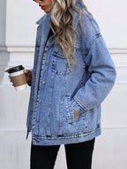 Washed Button Up Oversized Denim Jacket