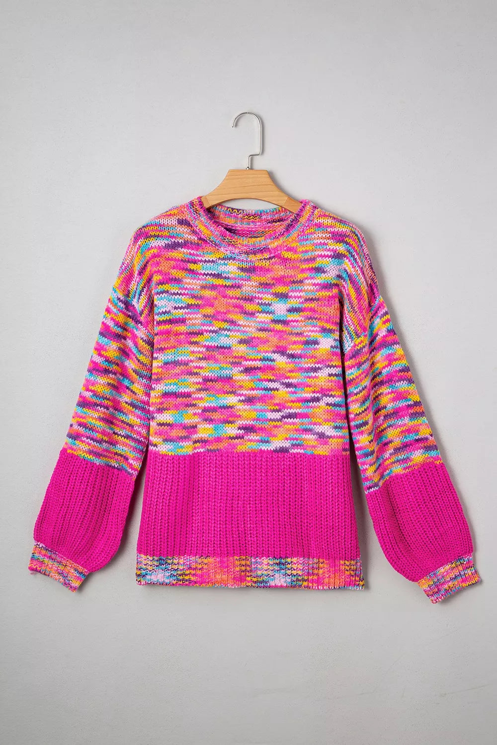 Colorful Knit Crew Neck Sweater