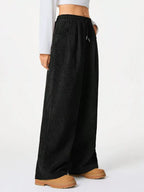 Wide Leg Corduroy Drawstring Pants