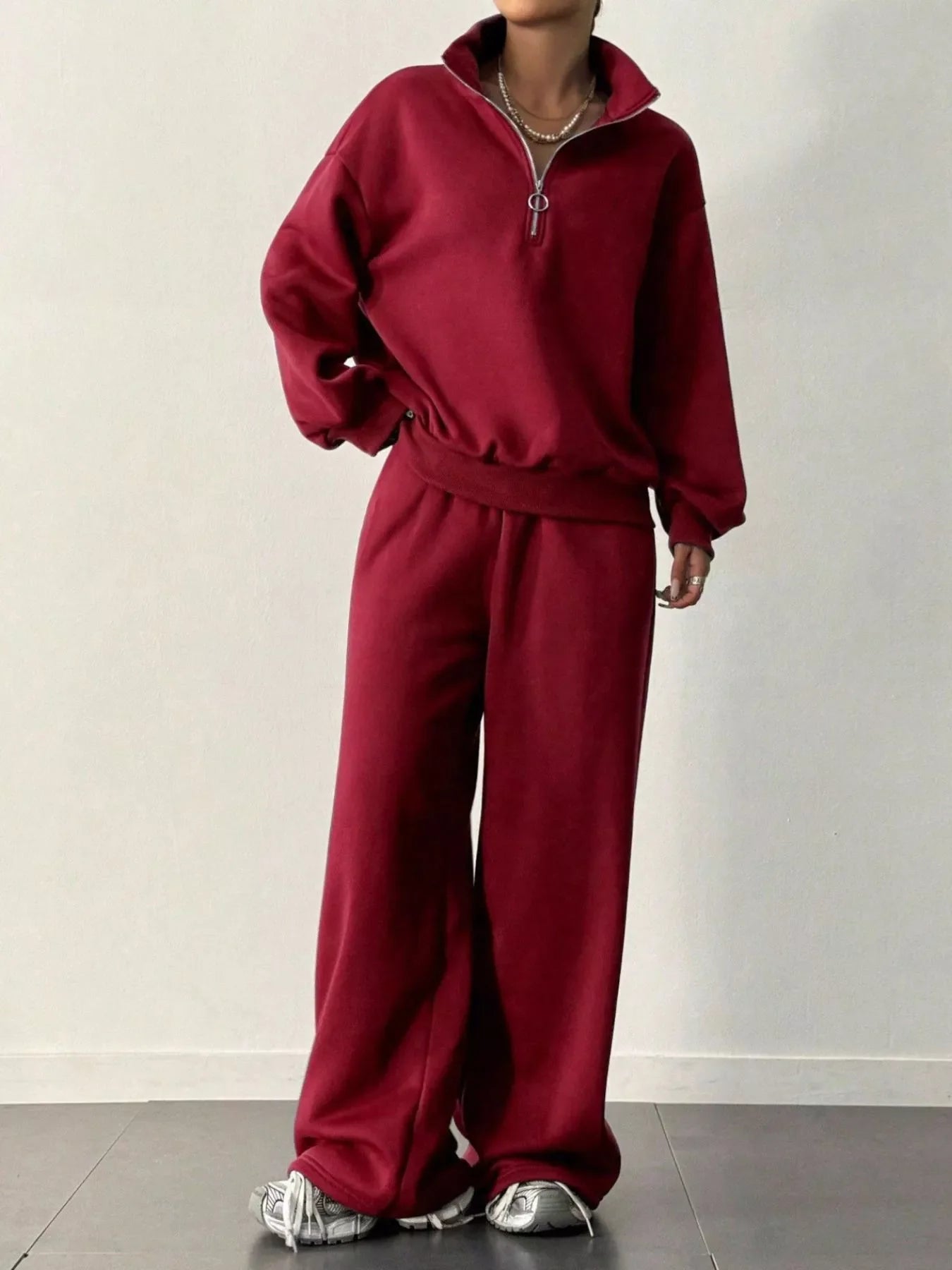 Half-Zip Long Sleeve Sweatshirt and Pants Set