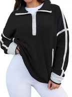 Half Zip Dropped Shoulder Sweatshirt