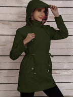 Drawstring Snap-Down Trench Coat