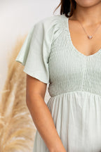 Laurel Smocked Midi Dress Floral with Flutter Sleeves