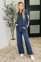 Certified Chiller Contrast Stripe Straight Leg Bottoms in Navy