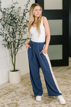 Certified Chiller Contrast Stripe Straight Leg Bottoms in Navy