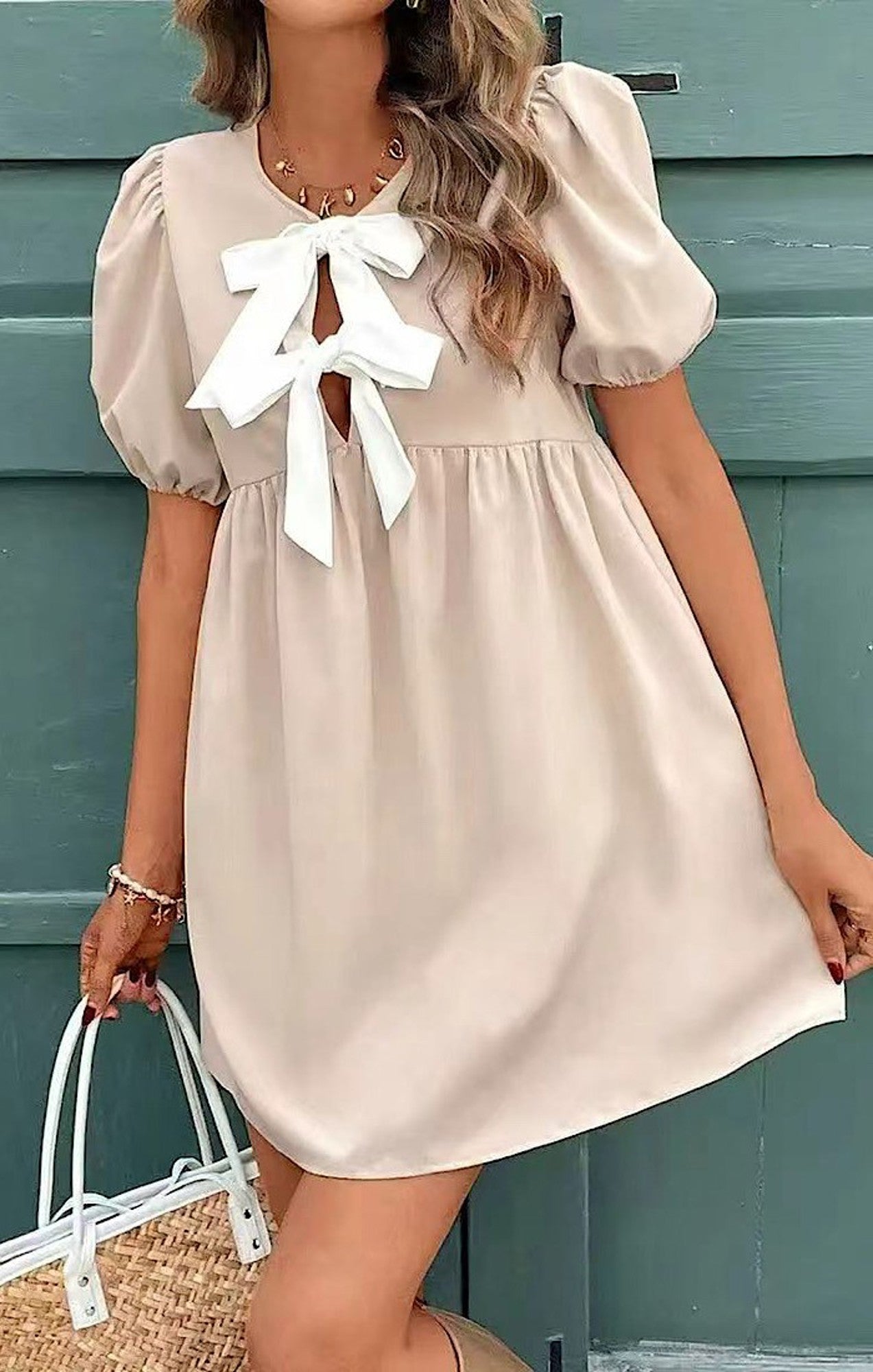 Tie front babydoll dress