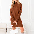 HIDDEN GEMS | Ribbed Mock Neck Sweater Dress