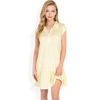 Women's Zip-Up Collared Dress with Ruffle Hem