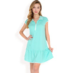 Women's Zip-Up Collared Dress with Ruffle Hem