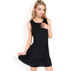 Women's Sleeveless Ruffle Hem Textured Shift Dress