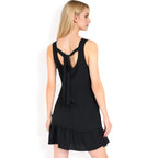 Women's Sleeveless Ruffle Hem Textured Shift Dress