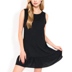 Women's Sleeveless Ruffle Hem Textured Shift Dress