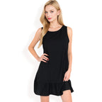 Women's Sleeveless Ruffle Hem Textured Shift Dress