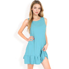 Women's Sleeveless Ruffle Hem Textured Shift Dress