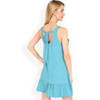 Women's Sleeveless Ruffle Hem Textured Shift Dress