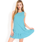 Women's Sleeveless Ruffle Hem Textured Shift Dress