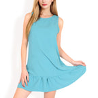 Women's Sleeveless Ruffle Hem Textured Shift Dress