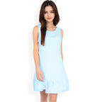 Women's Sleeveless Ruffle Hem Textured Shift Dress