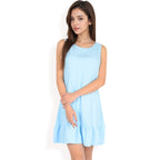 Women's Sleeveless Ruffle Hem Textured Shift Dress
