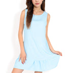 Women's Sleeveless Ruffle Hem Textured Shift Dress