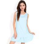 Women's Sleeveless Ruffle Hem Textured Shift Dress