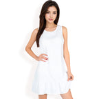 Women's Sleeveless Ruffle Hem Textured Shift Dress