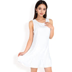 Women's Sleeveless Ruffle Hem Textured Shift Dress