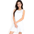 Women's Sleeveless Ruffle Hem Textured Shift Dress