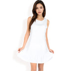 Women's Sleeveless Ruffle Hem Textured Shift Dress