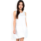 Women's Sleeveless Ruffle Hem Textured Shift Dress