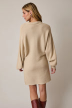 Kristin Collared Sweater Dress | Women's Fall and Winter Fashion | Thanksgiving and Holiday Outfit Inspo | Neutral | Long Sleeves | Mini | Layering