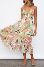 Abstract Spaghetti Strap Maxi Dress