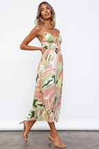 Abstract Spaghetti Strap Maxi Dress