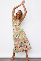 Abstract Spaghetti Strap Maxi Dress