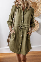 Love KuzZ -Olive Whisper Cotton Shirt Dress