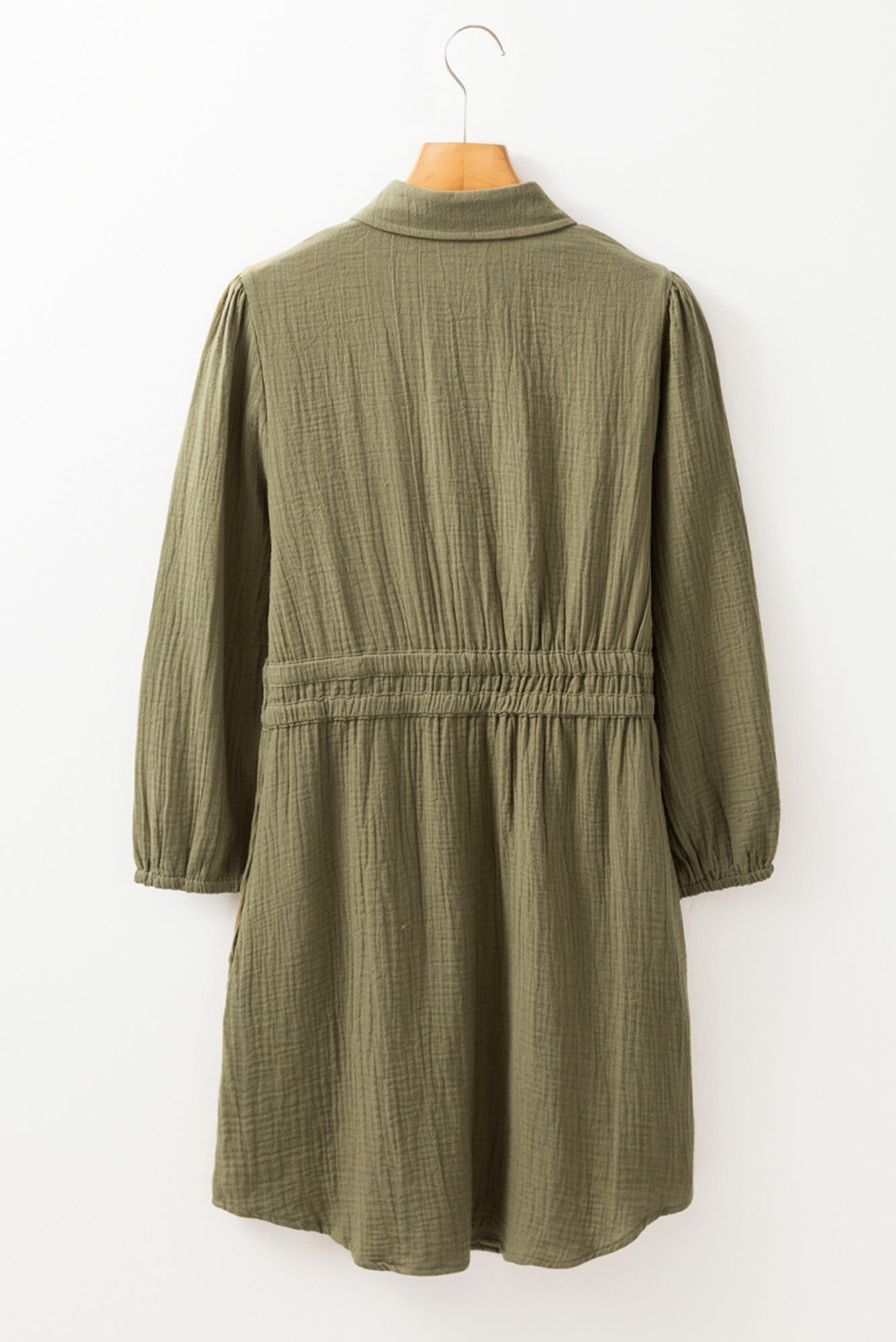 Love KuzZ -Olive Whisper Cotton Shirt Dress
