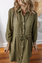 Love KuzZ -Olive Whisper Cotton Shirt Dress