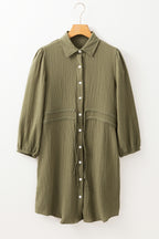 Love KuzZ -Olive Whisper Cotton Shirt Dress