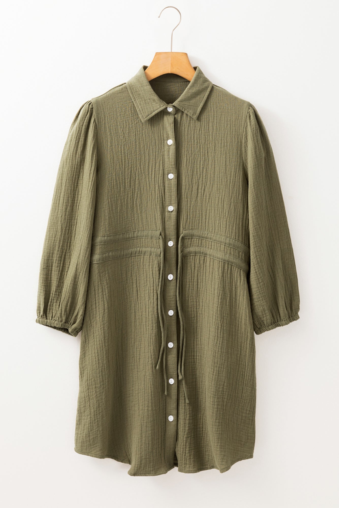 Love KuzZ -Olive Whisper Cotton Shirt Dress