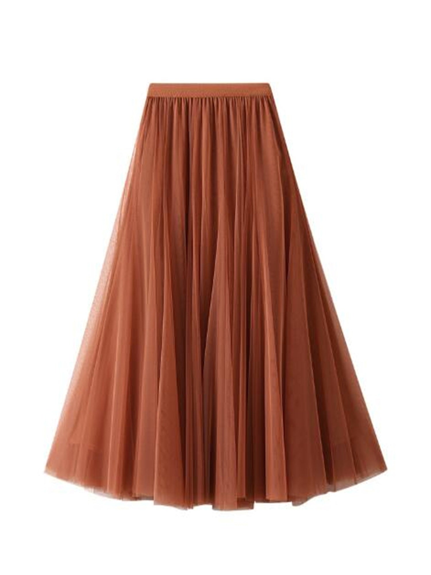 Solid Color Tulle Midi Skirt