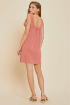 Rebekah Mineral-Washed Mini Dress | Coral Red Vacation Cut-Out Dress | Sleeveless | Ribbed | Cover-Up