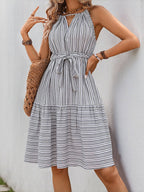 Belted Striped Tank Dress