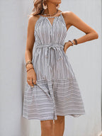 Belted Striped Tank Dress