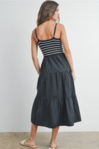 Shyla Striped Knit Top Tiered Maxi Dress | Women's Striped Relaxed Fit Comfy Dress | Casual Vacation Style | Trendy Summer Style