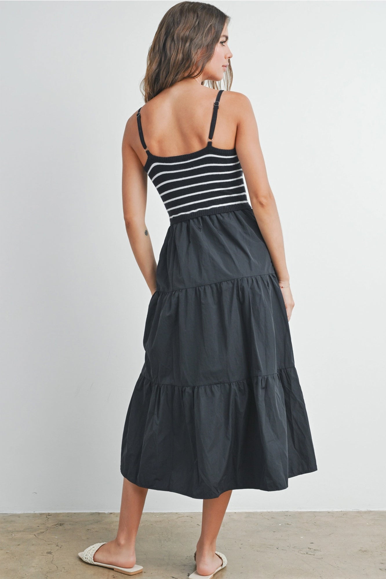 Shyla Striped Knit Top Tiered Maxi Dress | Women's Striped Relaxed Fit Comfy Dress | Casual Vacation Style | Trendy Summer Style